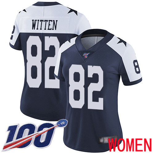 Women Dallas Cowboys Limited Navy Blue Jason Witten Alternate #82 100th Season Vapor Untouchable Throwback NFL Jersey->women nfl jersey->Women Jersey